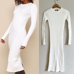 The Best Yet Ivory Ribbed Bodycon Sweater Dress